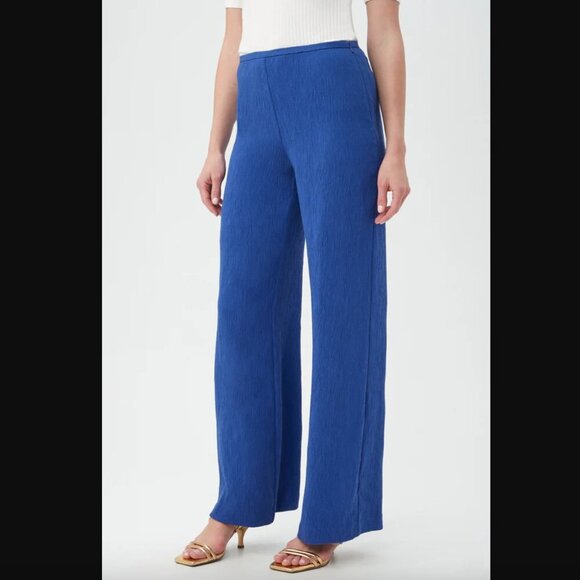 Trina Turk Long Weekend Admiral Blue Textured Wide Leg Pants 0 - Picture 2 of 7
